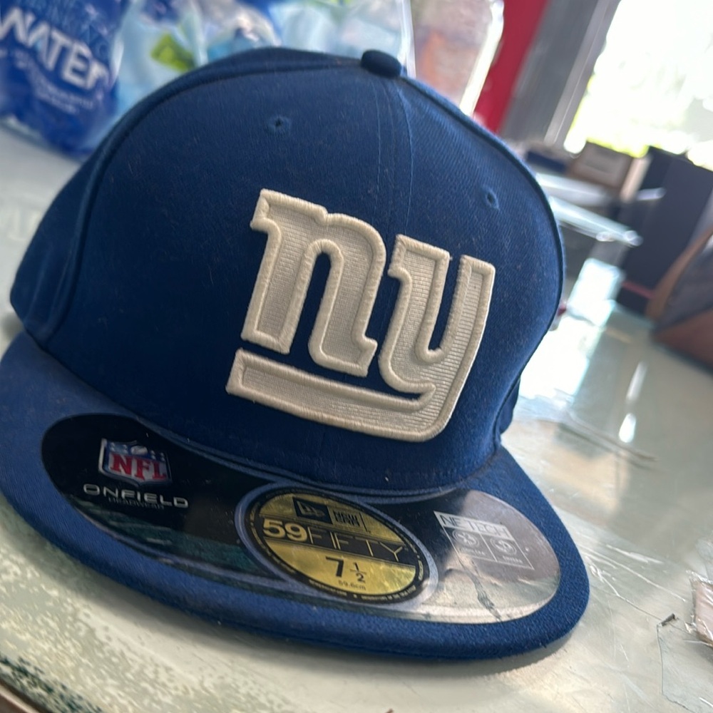 Unisex NFL New Era New York Giants Fitted Hat used Sz 7 1/2 Blue